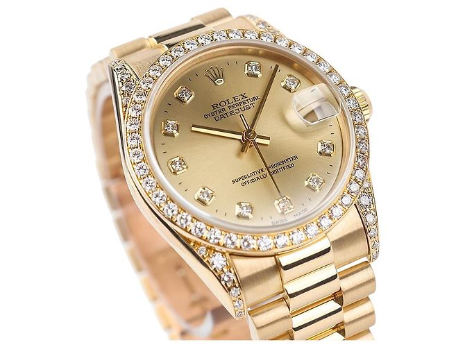Rolex Reloj para mujer Datejust en oro amarillo con bisel de diamantes - vista 2
