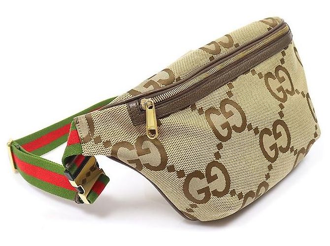 Gucci Borsa a cintura Jumbo GG Canvas Camel Ebony Marrone - vista 2