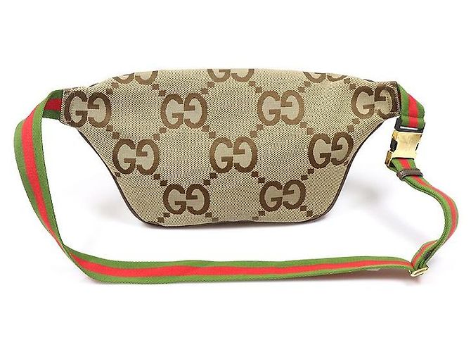 Gucci Borsa a cintura Jumbo GG Canvas Camel Ebony Marrone - vista 3