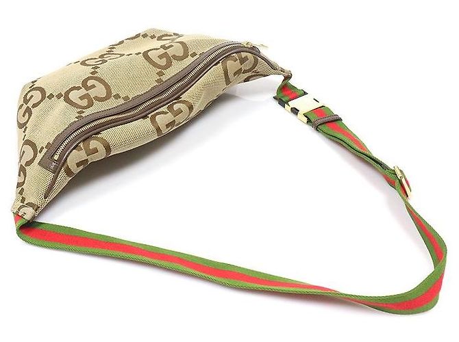 Gucci Borsa a cintura Jumbo GG Canvas Camel Ebony Marrone - vista 4