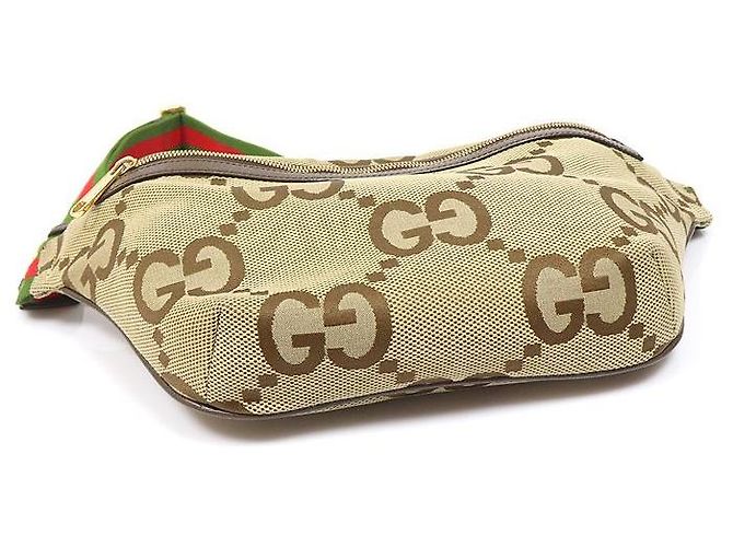 Gucci Borsa a cintura Jumbo GG Canvas Camel Ebony Marrone - vista 5