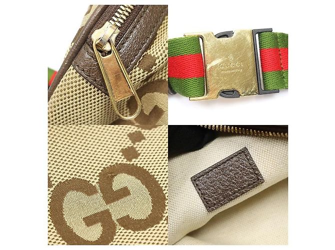 Gucci Borsa a cintura Jumbo GG Canvas Camel Ebony Marrone - vista 7