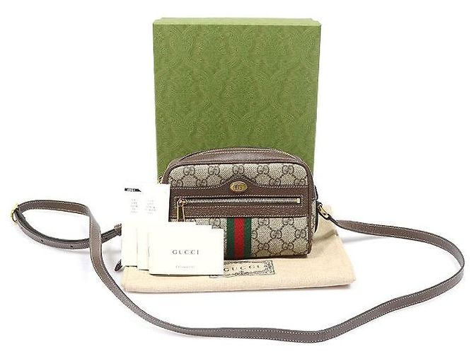 Gucci Mini borsa a tracolla Ophidia in tela GG Supreme Canvas Web Marrone - vista 2