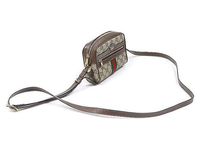 Gucci Mini borsa a tracolla Ophidia in tela GG Supreme Canvas Web Marrone - vista 3