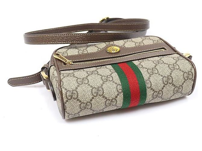 Gucci Mini borsa a tracolla Ophidia in tela GG Supreme Canvas Web Marrone - vista 5