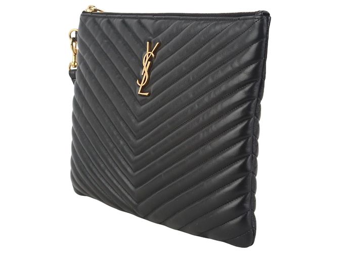Saint Laurent Clutch Matelassé New Medium Nero - vista 2