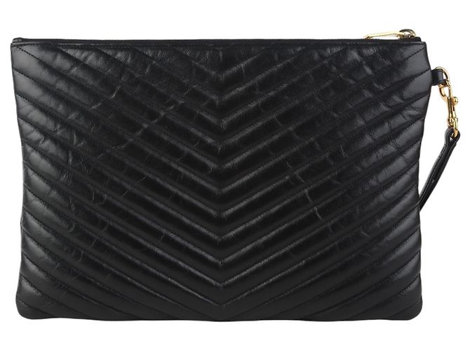 Saint Laurent Clutch Matelassé New Medium Nero - vista 3
