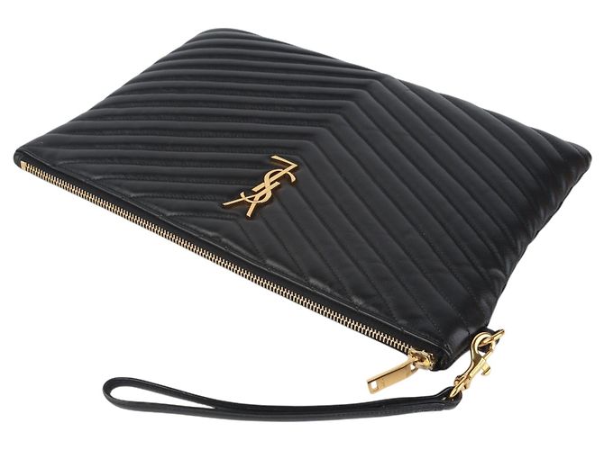 Saint Laurent Clutch Matelassé New Medium Nero - vista 4