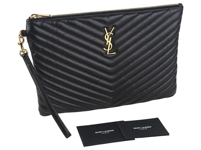 Saint Laurent Clutch Matelassé New Medium Nero - vista 8