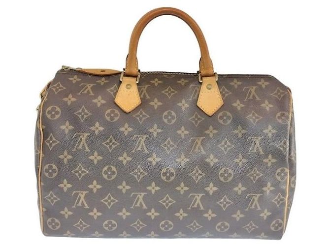 Louis Vuitton Borsa Tote Speedy in tela Monogram marrone - vista 8