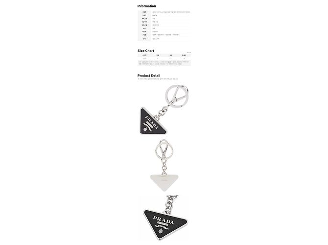 Prada Portachiavi Saffiano con logo triangolo Argento Nero - vista 2