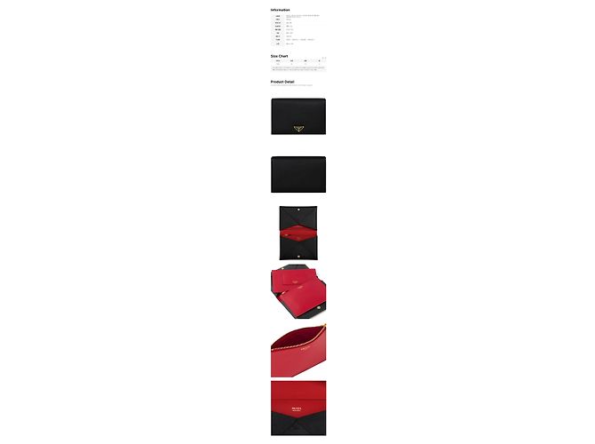 Prada Borsa porta documenti Saffiano con logo triangolare Nero Rosso - vista 2