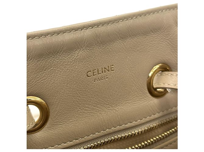 16 Céline Gesteppter Leder-Bucket-Rucksack Small Beige Braun - Ansicht 11