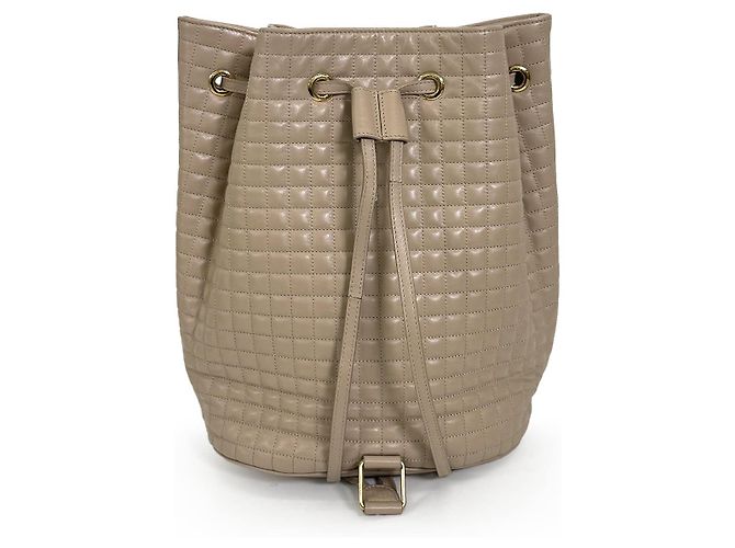 16 Céline Gesteppter Leder-Bucket-Rucksack Small Beige Braun - Ansicht 2