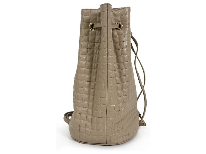 16 Céline Gesteppter Leder-Bucket-Rucksack Small Beige Braun - Ansicht 4