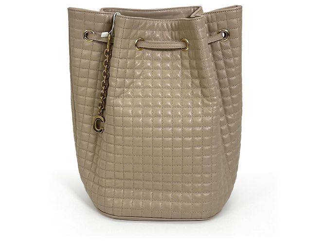 16 Céline Gesteppter Leder-Bucket-Rucksack Small Beige Braun - Ansicht 7