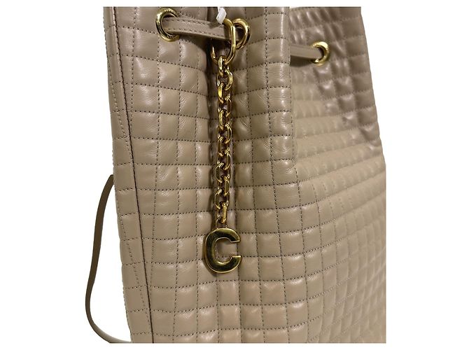 16 Céline Gesteppter Leder-Bucket-Rucksack Small Beige Braun - Ansicht 8