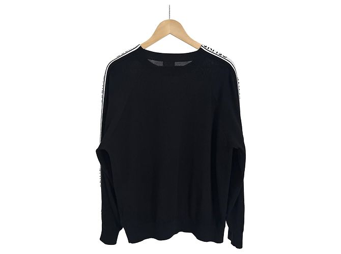 Céline Herren Strickpullover mit Seitenstreifen, Rundhals - Schwarz - Ansicht 5
