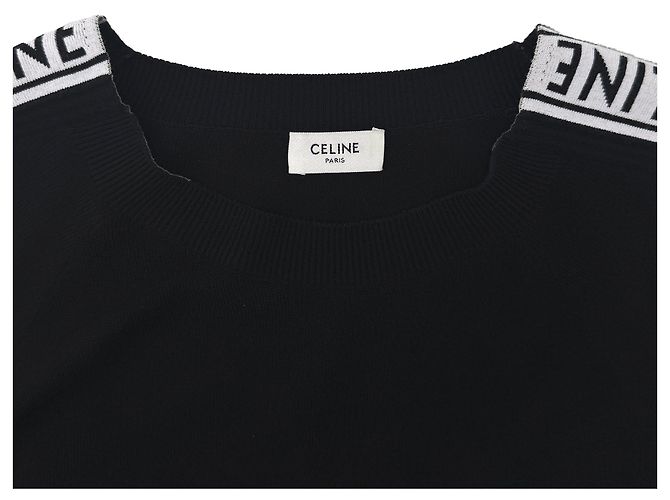 Céline Herren Strickpullover mit Seitenstreifen, Rundhals - Schwarz - Ansicht 9