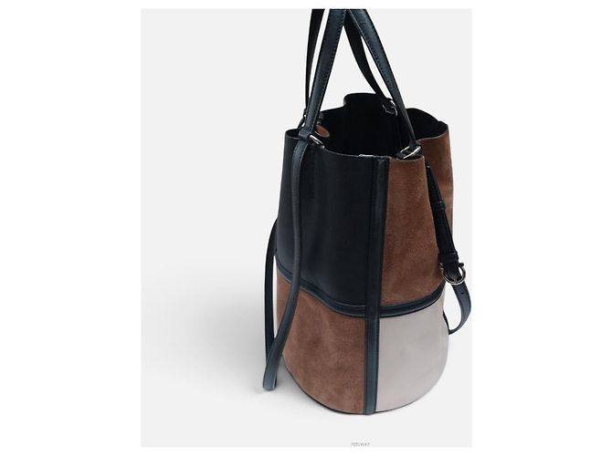 Salvatore Ferragamo Borsa a secchiello in camoscio a tracolla Marrone - vista 3