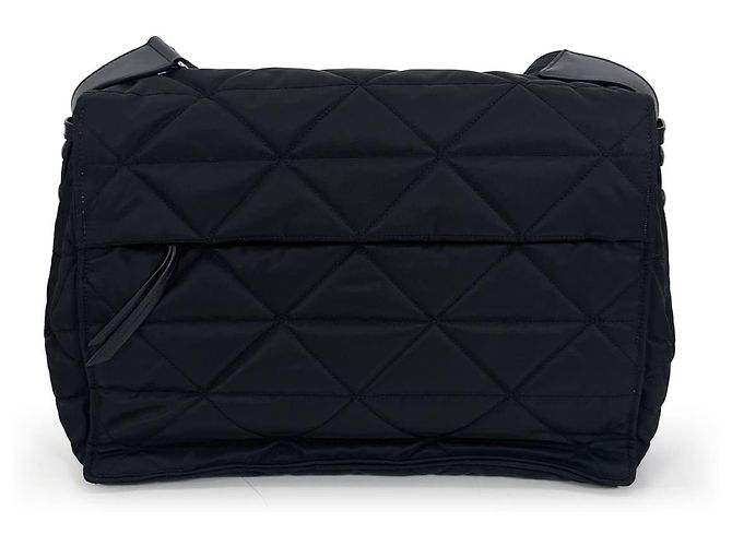 Prada Borsa a tracolla trapuntata in Re-Nylon con impunture Borsa a spalla Nera Nero - vista 4