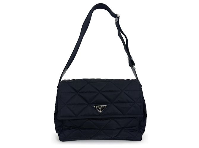 Prada Borsa a tracolla trapuntata in Re-Nylon con impunture Borsa a spalla Nera Nero - vista 5
