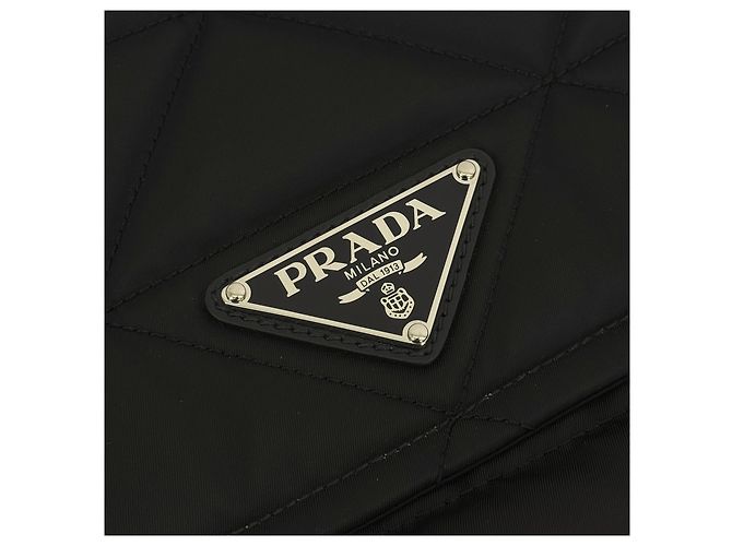 Prada Borsa a tracolla trapuntata in Re-Nylon con impunture Borsa a spalla Nera Nero - vista 9