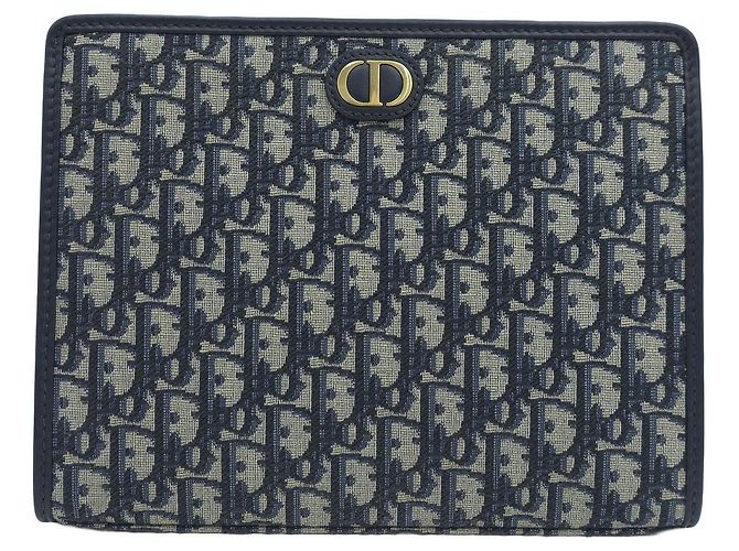 Dior Borsa a Pochette Montaigne Pouch con Tracolla in Jacquard Oblique Blu - vista 10
