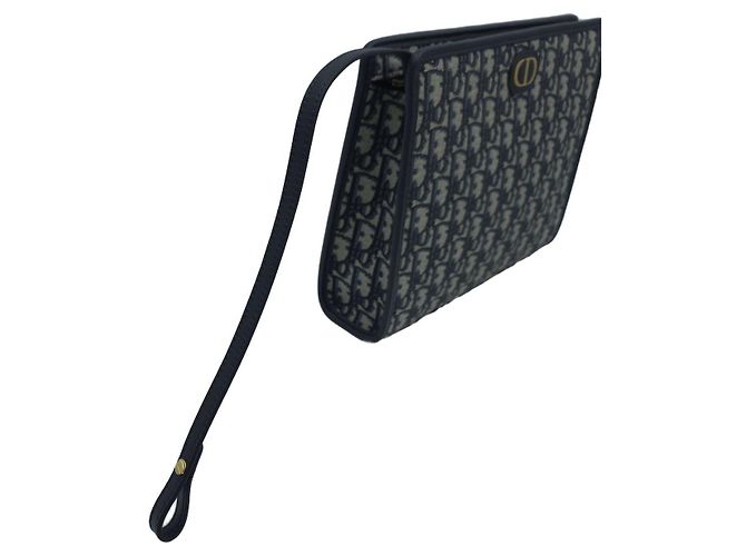 Dior Borsa a Pochette Montaigne Pouch con Tracolla in Jacquard Oblique Blu - vista 9