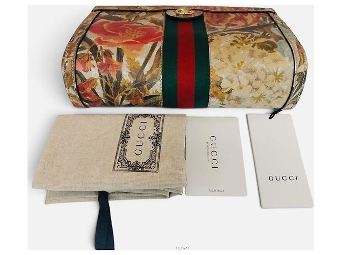Gucci Borsa a tracolla Ophidia GG Flora Chain Marrone - vista 4