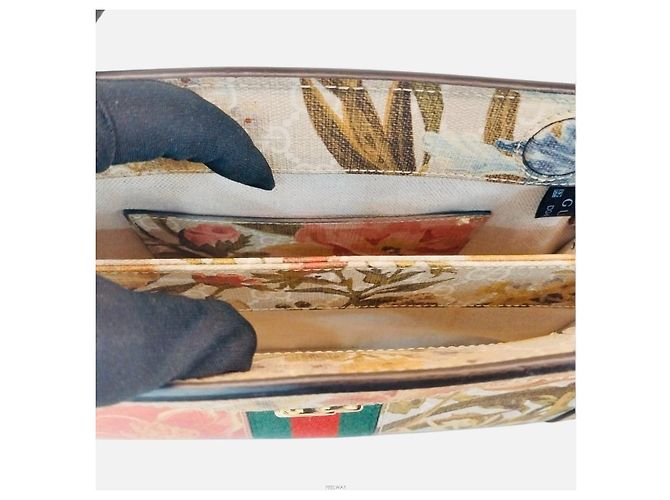 Gucci Borsa a tracolla Ophidia GG Flora Chain Marrone - vista 5