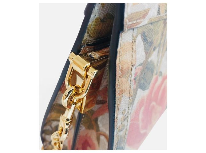 Gucci Borsa a tracolla Ophidia GG Flora Chain Marrone - vista 6