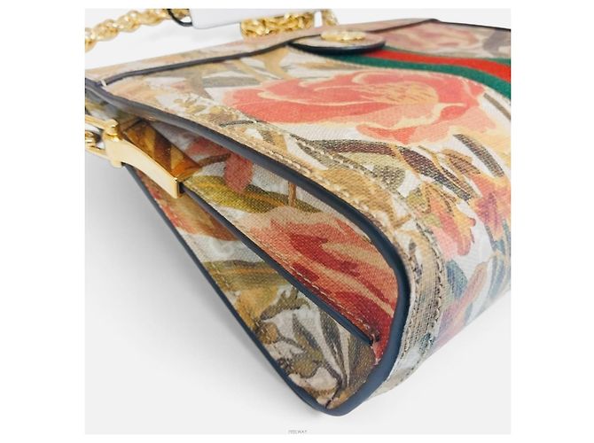 Gucci Borsa a tracolla Ophidia GG Flora Chain Marrone - vista 7