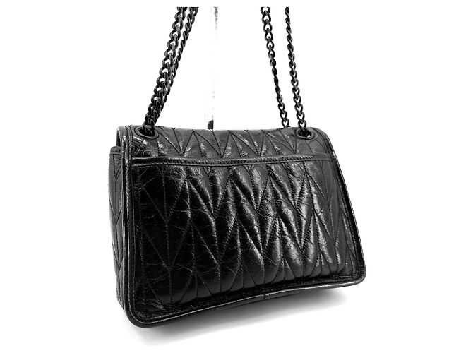 Miu Miu Borsa a tracolla con catena matelassé Vitello Shine Nero - vista 4