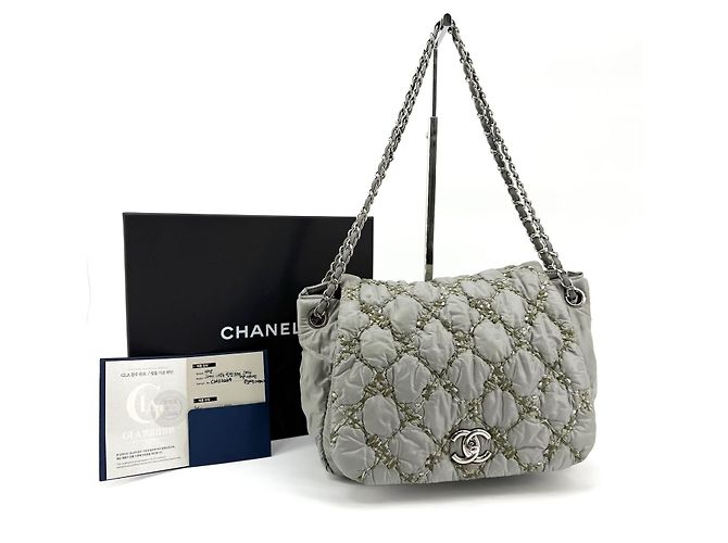 Chanel Bolsa de aba em tweed acolchoado Wild Stitch Verde - vista 2