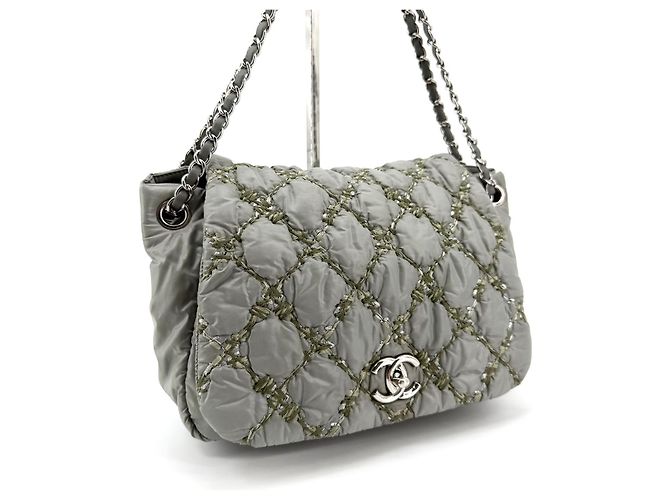 Chanel Bolsa de aba em tweed acolchoado Wild Stitch Verde - vista 3