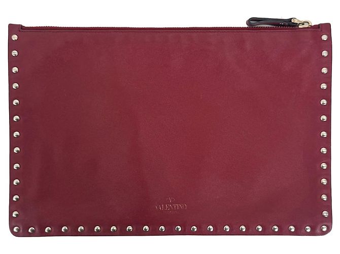 Valentino Clutch Garavani Rockstud in pelle rossa Medium Rosso - vista 2