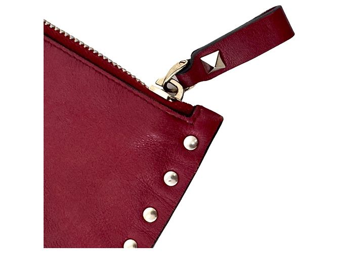 Valentino Clutch Garavani Rockstud in pelle rossa Medium Rosso - vista 5