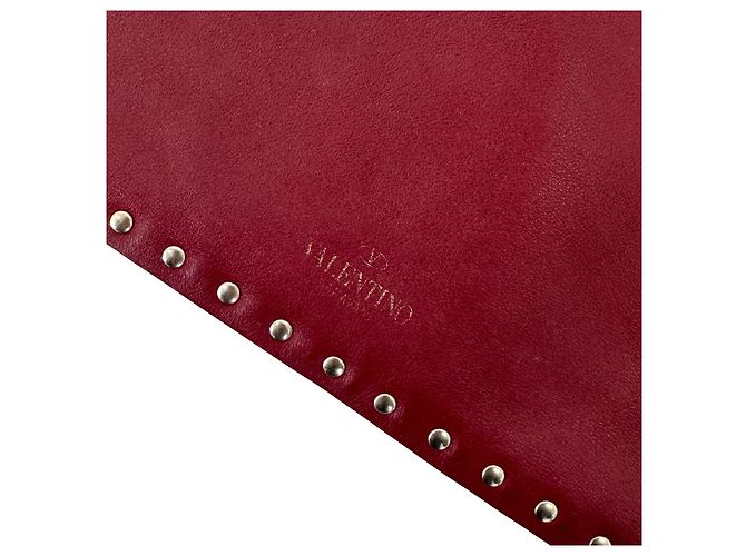 Valentino Clutch Garavani Rockstud in pelle rossa Medium Rosso - vista 6