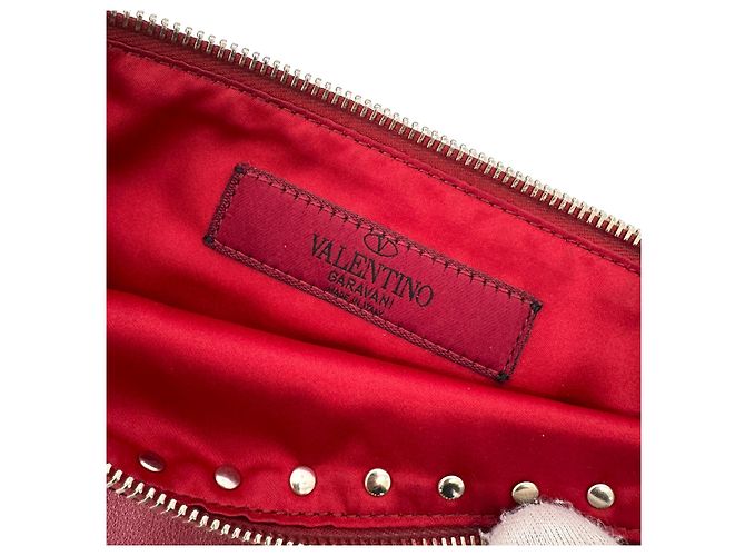 Valentino Clutch Garavani Rockstud in pelle rossa Medium Rosso - vista 8