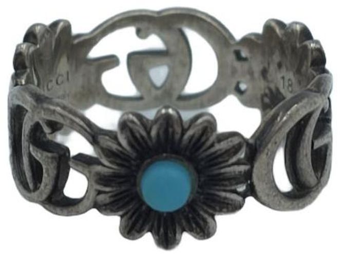 Gucci Double Flower Ring aus Sterlingsilber Größe Blau - Ansicht 5