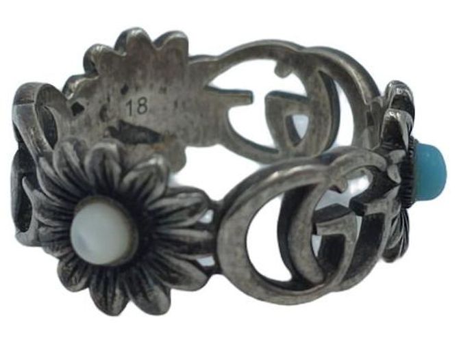 Gucci Double Flower Ring aus Sterlingsilber Größe Blau - Ansicht 6