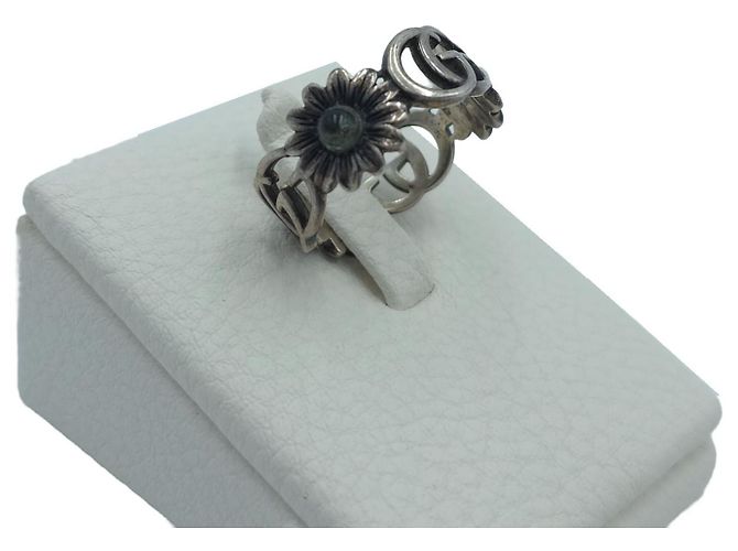 Gucci Double Flower Ring aus Sterlingsilber Größe Blau - Ansicht 7