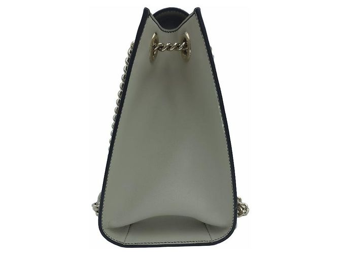 Gucci Borsa a tracolla Emily Large GG Canvas Horsebit Chain Bianca Marrone - vista 13