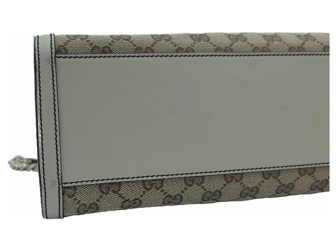 Gucci Borsa a tracolla Emily Large GG Canvas Horsebit Chain Bianca Marrone - vista 16