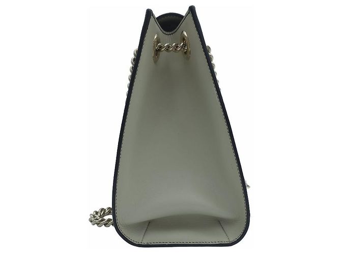 Gucci Borsa a tracolla Emily Large GG Canvas Horsebit Chain Bianca Marrone - vista 4