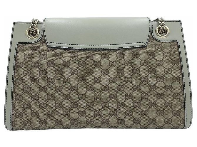 Gucci Borsa a tracolla Emily Large GG Canvas Horsebit Chain Bianca Marrone - vista 5