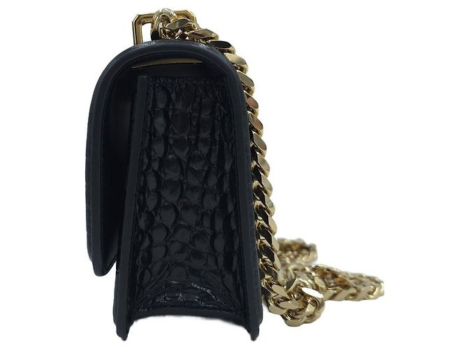 Burberry Mini TB Bag Umhängetasche aus Krokoprägeleder mit Kette Schwarz - Ansicht 13