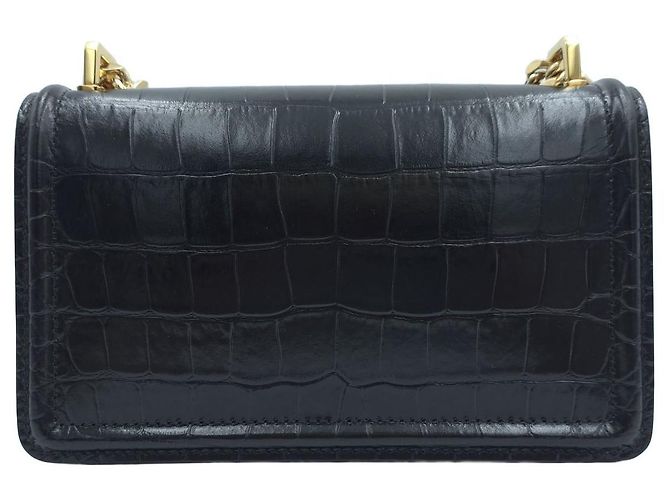 Burberry Mini TB Bag Umhängetasche aus Krokoprägeleder mit Kette Schwarz - Ansicht 15