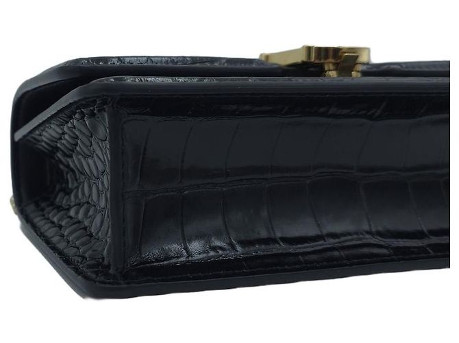 Burberry Mini TB Bag Umhängetasche aus Krokoprägeleder mit Kette Schwarz - Ansicht 16